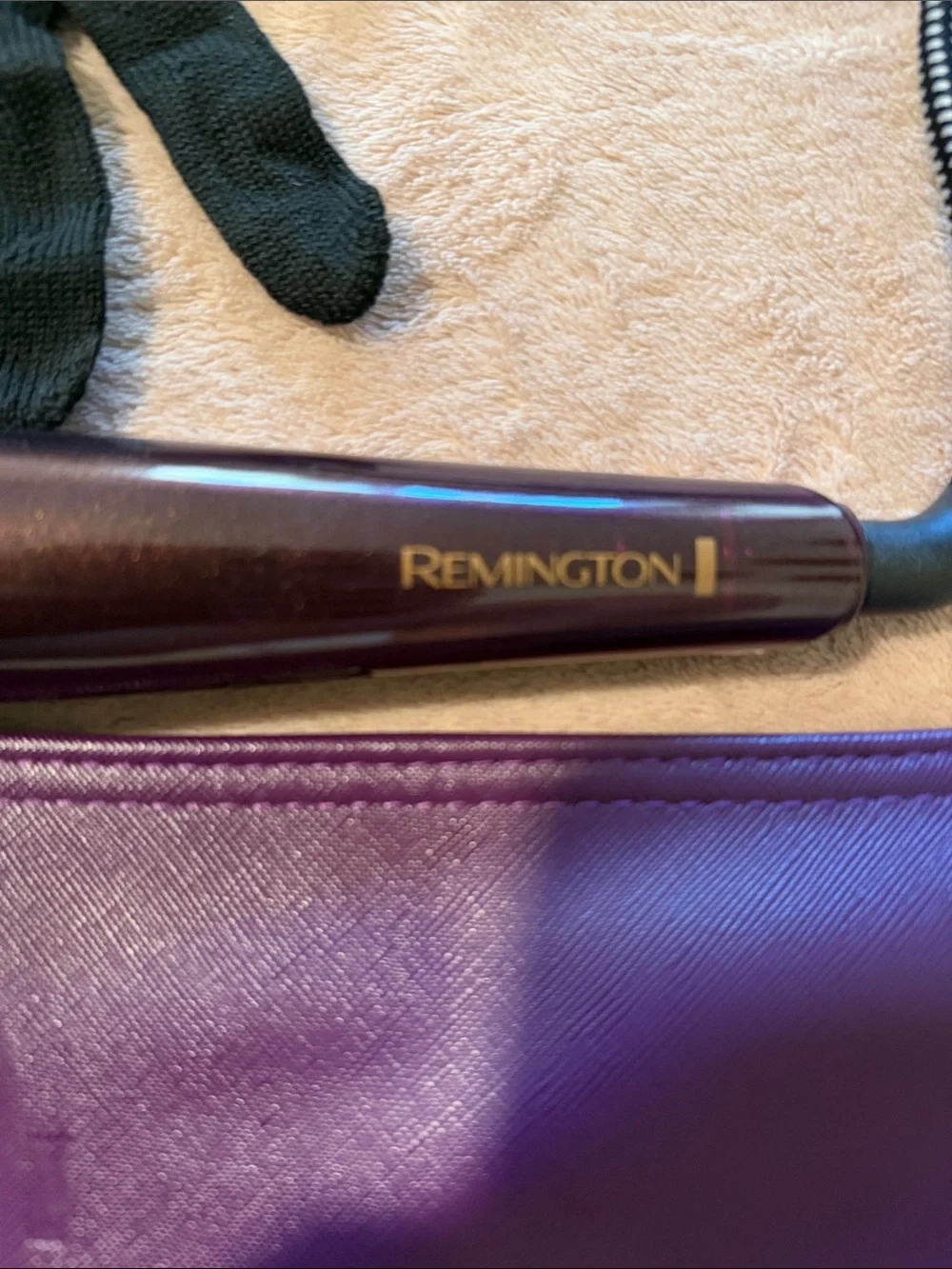 Remington Purple and Gold Conical Curling Wand with Glove